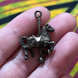 VTG Whimsigoth Sterling Silver 925 3D Carousel Horse Bracelet Charm